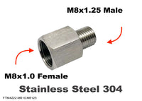 M8x1.0 Female to M8x1.25 Male Stainless Sensor Adaptor Fittings Conversion