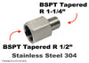BSPT Tapered R 1/2 inch Female to  R 1-1/4 inch Male Stainless Sensor Adaptor Fittings