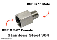 BSP G 3/8 inch Female to BSP G 1 inch Male Stainless Sensor Adaptor Fittings Conversion