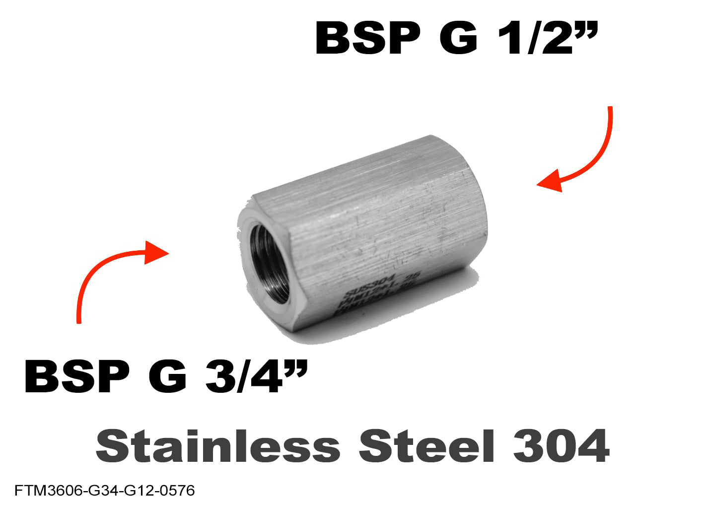 BSP G 3/4 inch Female to G 1/2 inch Female Stainless Sensor Adaptor Fittings Conversion