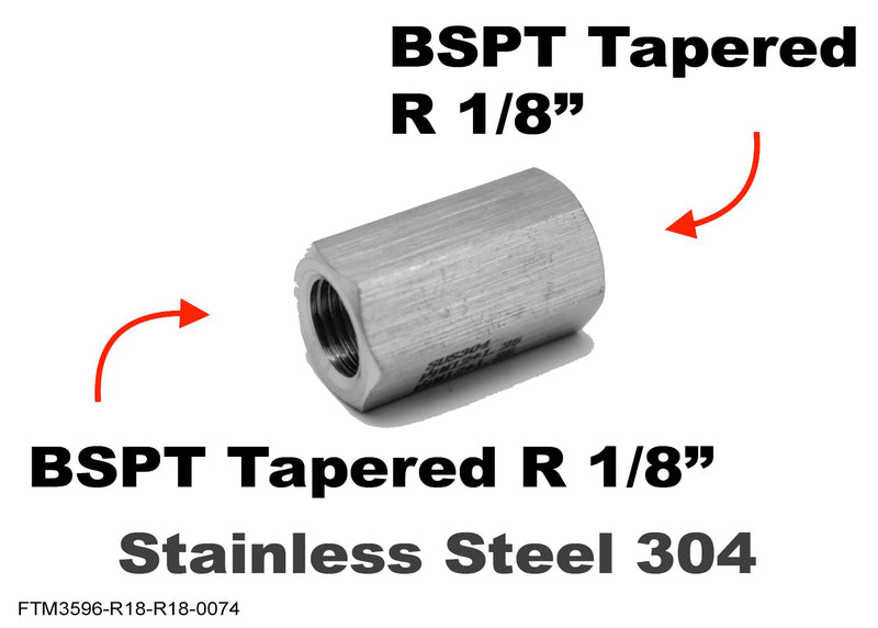 BSPT Tapered R 1/8 inch Female to R 1/8 inch Female Stainless Sensor Adaptor Fittings