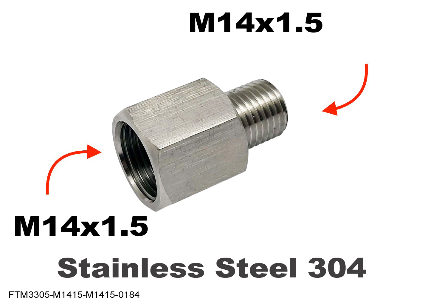 M14x1.5 Female to M14x1.5 Male Stainless Sensor Adaptor Fittings Conversion