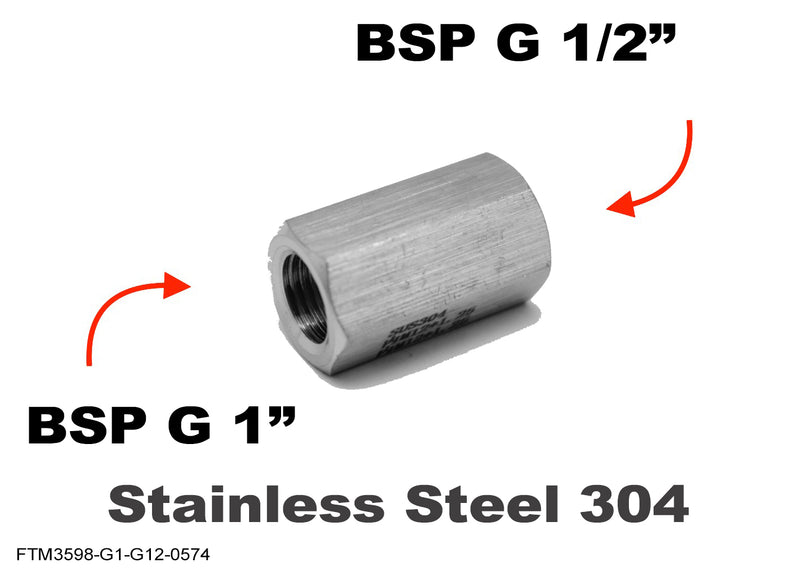 BSP G 1 inch Female to BSP G 1/2 inch Female Stainless Sensor Adaptor Fitting Conversion