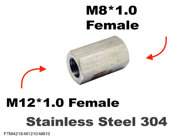 M12*1.0 FEMALE to M8*1.0 FEMALE Stainless Sensor Adaptor Fittings Conversion