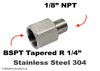 BSPT Tapered R 1/4 inch Female to 1/8 inch NPT Male Stainless Sensor Adaptor Fittings