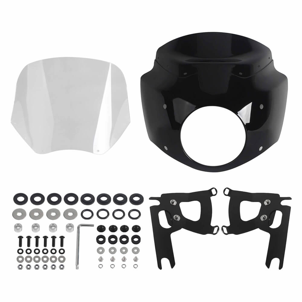 2017-2025 Harley Road King Special Classic Custom FLHR FLHRXS FLHRC FLHRS Headlight Fairing w/ Windshield Club Style Front Fairing - pazoma