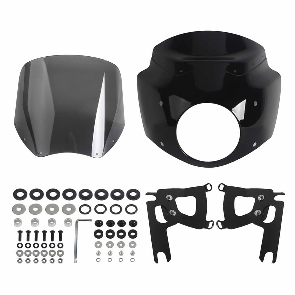 2017-2025 Harley Road King Special Classic Custom FLHR FLHRXS FLHRC FLHRS Headlight Fairing w/ Windshield Club Style Front Fairing - pazoma