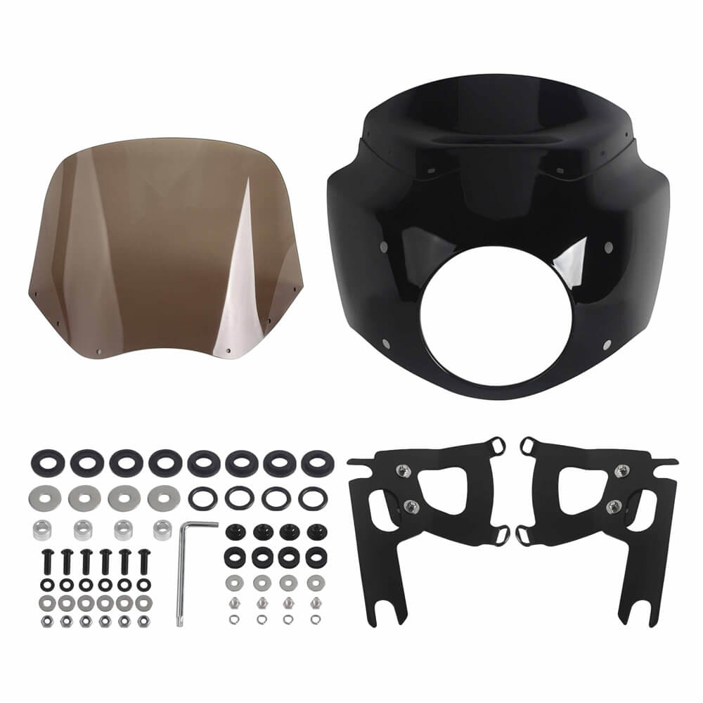 2017-2025 Harley Road King Special Classic Custom FLHR FLHRXS FLHRC FLHRS Headlight Fairing w/ Windshield Club Style Front Fairing - pazoma