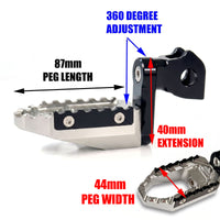 {Front}  Fits Kawasaki Vulcan 650 S Cafe EN650 TRC Touring 40mm Adjustable Foot Pegs