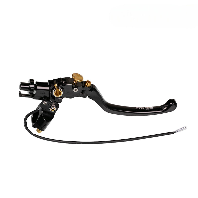 Moto-Tron lightweight racing clutch lever for Triumph Street Triple, Daytona, Tiger, and Thruxton motorcycles, black finish.