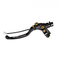 Moto-Tron lightweight racing folding clutch lever for Yamaha YZF R9 R1 R1M FZ1 MT10 motorcycle, black metal with ergonomic design.