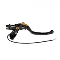 Moto-Tron lightweight racing folding clutch lever for Yamaha YZF R1, R1M, FZ1, and MT10 motorcycles, black finish.