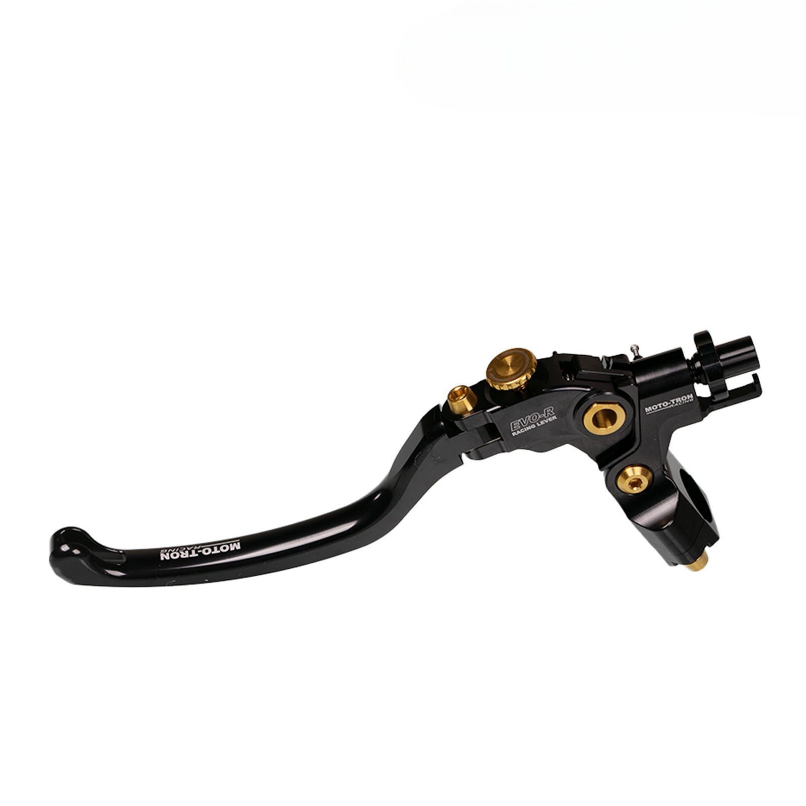 Moto-Tron lightweight racing folding clutch lever for Aprilia RS660 and Tuono 660 motorcycles, black, durable metal construction.