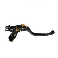 Moto-Tron lightweight folding clutch lever for Aprilia RS660 and Tuono 660 motorcycles, shown in black.