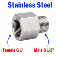 BSP G 1 inch Female to BSP G 1/2 inch Male Stainless Steel 304 Sensor Adaptor Fittings Conversion