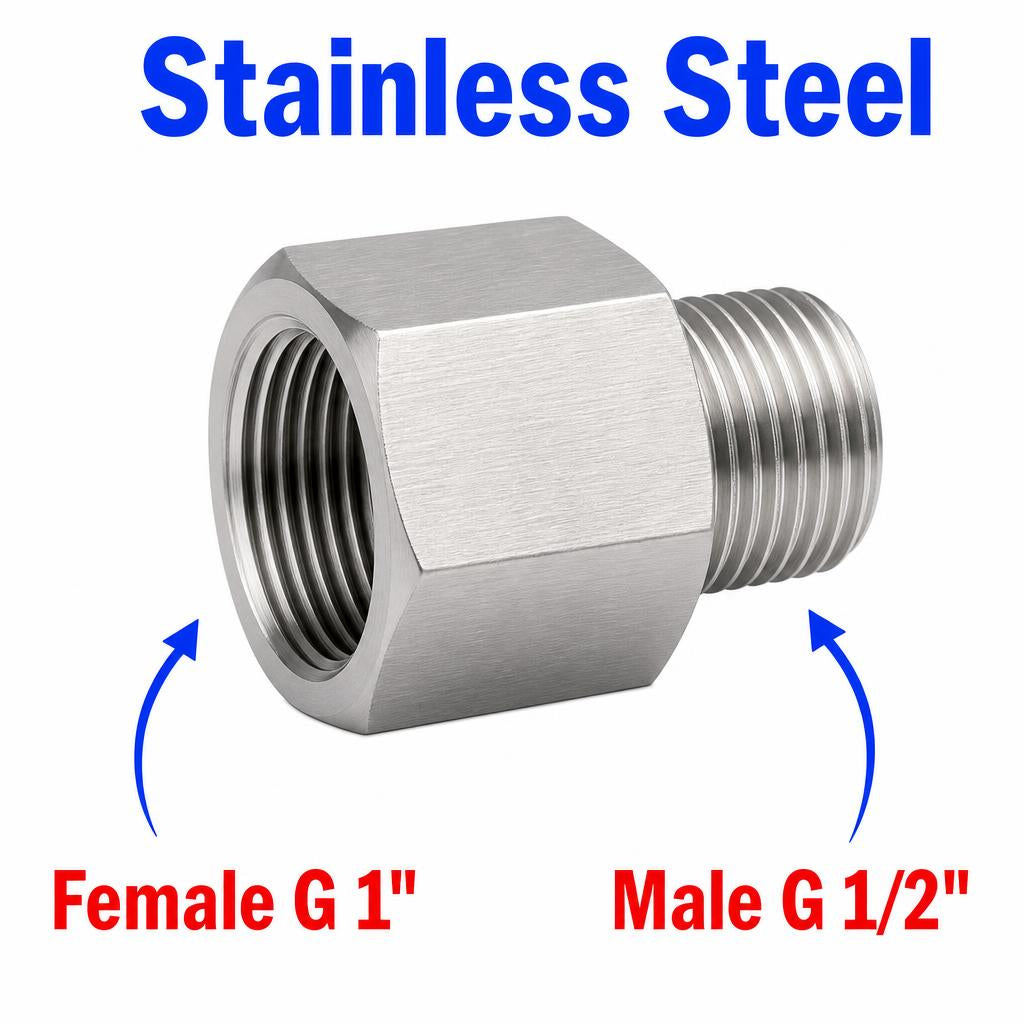 BSP G 1 inch Female to BSP G 1/2 inch Male Stainless Steel 304 Sensor Adaptor Fittings Conversion