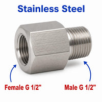 BSP G 1/2 inch Female to BSP G 1/2 inch Male Stainless Steel 304 Sensor Adaptor Fittings Conversion