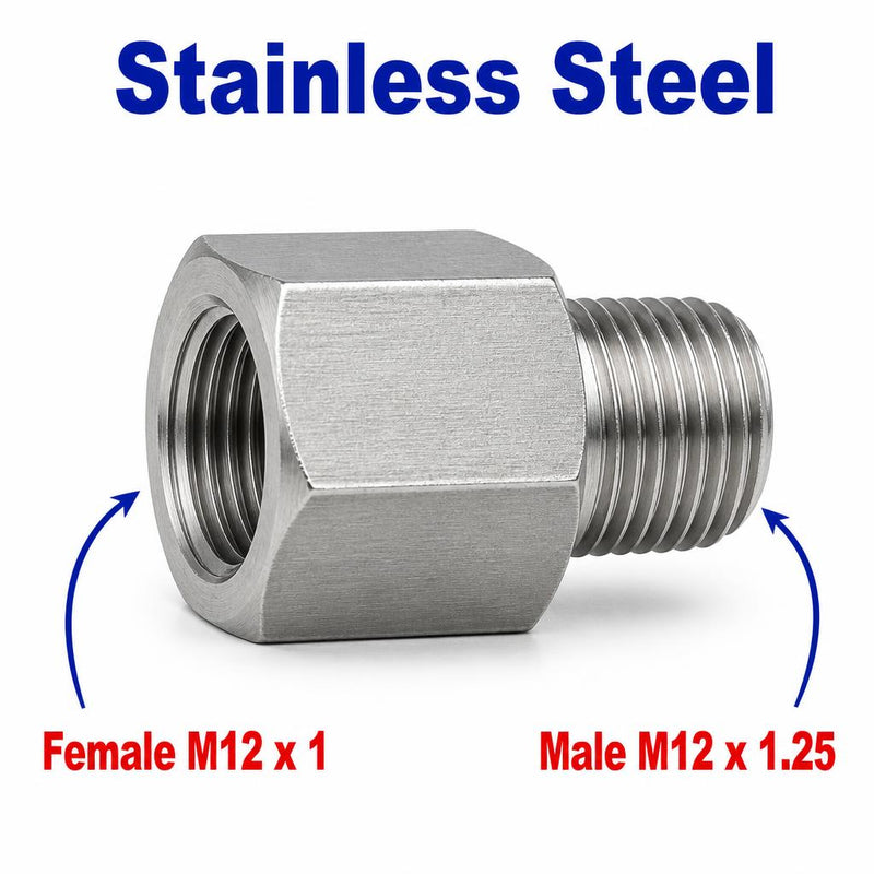 M12x1 Female to M12x1.25 Male Stainless Steel 304 Sensor Adaptor Fittings Conversion