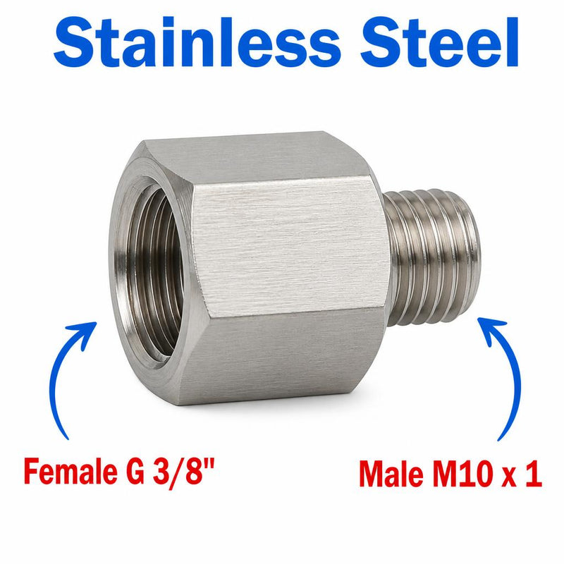 BSP G 3/8 inch Female to M10x1 Male Stainless Steel 304 Sensor Adaptor Fittings Conversion