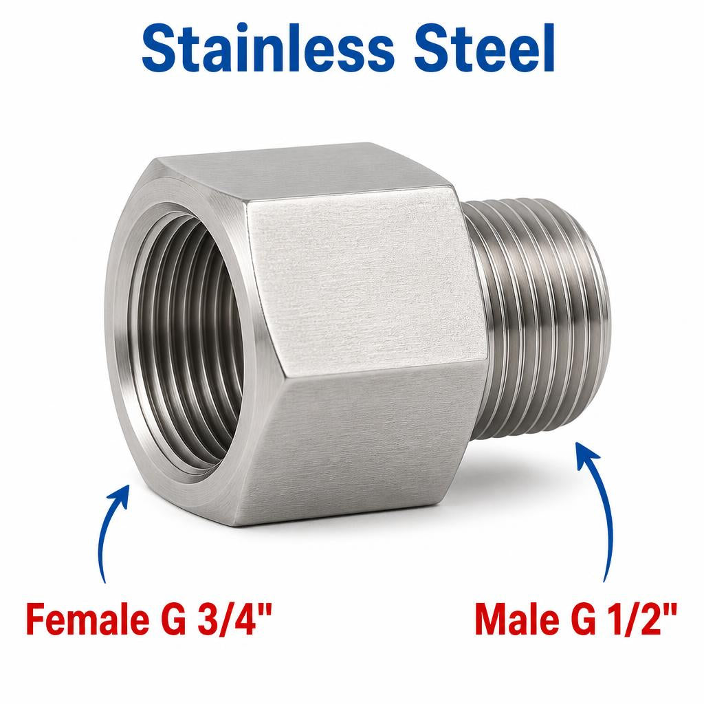 BSP G 3/4 inch Female to BSP G 1/2 inch Male Stainless Steel 304 Sensor Adaptor Fittings Conversion