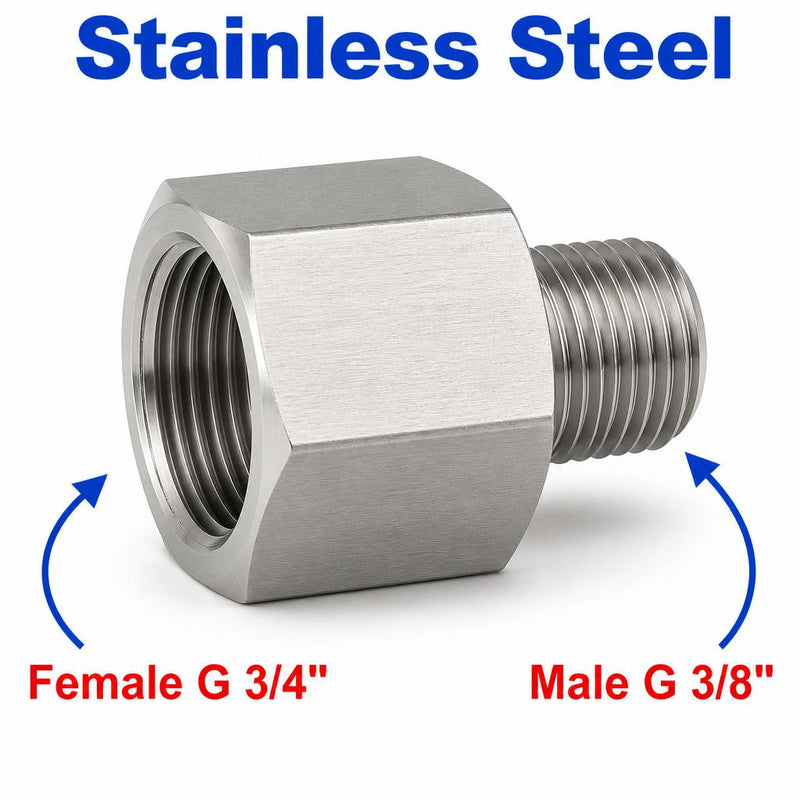 BSP G 3/4 inch Female to BSP G 3/8 inch Male Stainless Steel 304 Sensor Adaptor Fittings Conversion