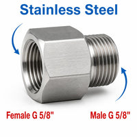 Stainless steel BSP G 5/8 inch female to male sensor adapter fitting by MC Motoparts, APS conversion fittings for plumbing.