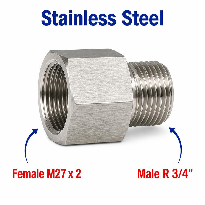 M27x2 Female to BSPT Tapered R 3/4 inch Male Stainless Steel 304 Sensor Adaptor Fittings Conversion