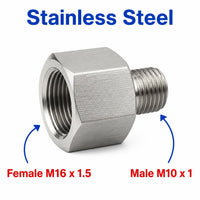 M16x1.5 Female to M10x1 Male Stainless Steel 304 Sensor Adaptor Fittings Conversion