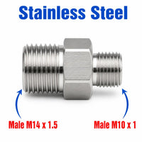 M14x1.5 Male to M10x1 Male Stainless Steel 304 Sensor Adaptor Fittings Conversion