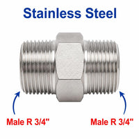 Stainless steel BSPT tapered R 3/4 inch male sensor adaptor fitting, MC Motoparts APS fitting conversion for plumbing or sensor setups.