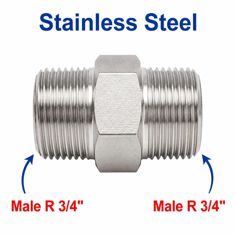 BSPT Tapered R 3/4 inch Male to BSPT Tapered R 3/4 inch Male Stainless Steel 304 Sensor Adaptor Fittings Conversion