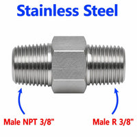 3/8 inch NPT Male to BSPT Tapered R 3/8 inch Male Stainless Steel 304 Sensor Adaptor Fittings Conversion