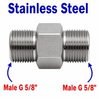Stainless steel BSP G 5/8 inch male to male sensor adaptor fitting for conversion, part of MC Motoparts APS adaptor fittings series.