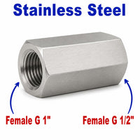 BSP G 1 inch Female to BSP G 1/2 inch Female Stainless Steel 304 Sensor Adaptor Fittings Conversion