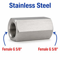 Stainless steel BSP G 5/8 inch female to female sensor adaptor fitting, MC Motoparts APS conversion fitting for plumbing and sensor setups