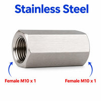 M10x1 Female to M10x1 Female Stainless Steel 304 Sensor Adaptor Fittings Conversion