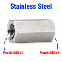 M12x1 Female to M12x1 Female Stainless Steel 304 Sensor Adaptor Fittings Conversion