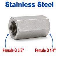 Stainless steel MC Motoparts BSP G 5/8 inch female to BSP G 1/4 inch female sensor adaptor fitting for conversion applications