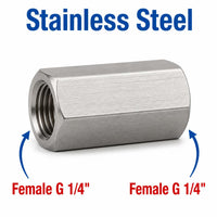 Stainless steel BSP G 1/4 inch female sensor adaptor fitting from MC Motoparts, showcasing a durable conversion fitting for sensors.
