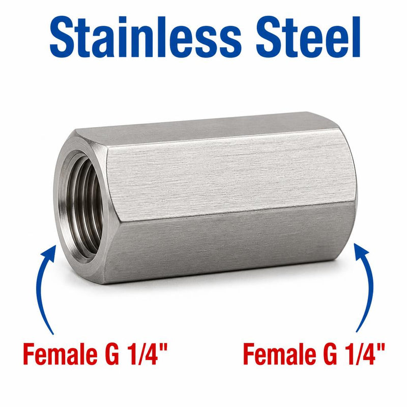 BSP G 1/4 inch Female to BSP G 1/4 inch Female Stainless Steel 304 Sensor Adaptor Fittings Conversion