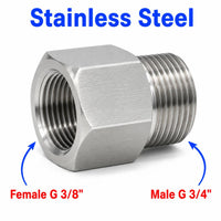 BSP G 3/8 inch Female to BSP G 3/4 inch Male Stainless Steel 304 Sensor Adaptor Fittings Conversion