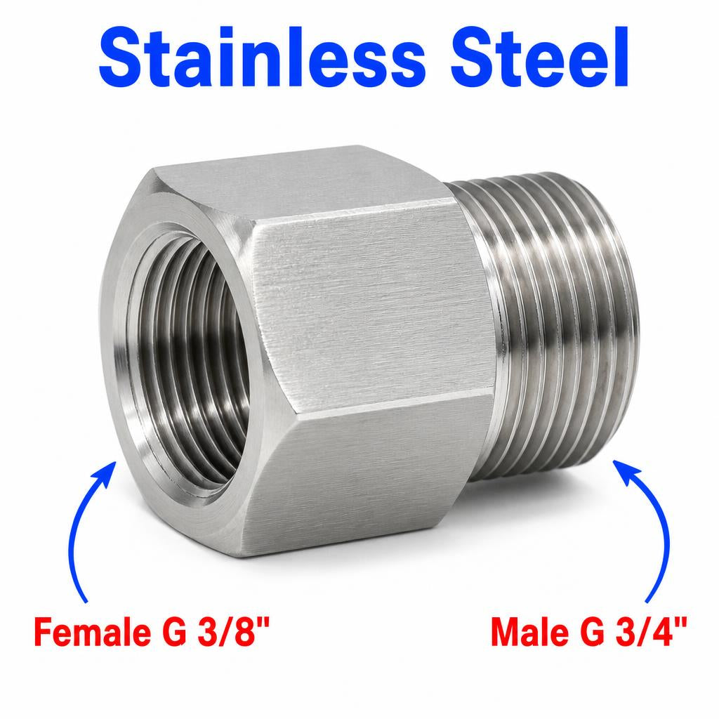 BSP G 3/8 inch Female to BSP G 3/4 inch Male Stainless Steel 304 Sensor Adaptor Fittings Conversion