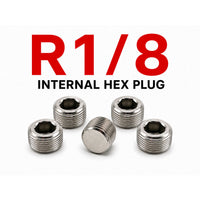 BSPT Tapered R 1/8 inch Hex Socket Pipe Plug Stainless Steel 304 - Set of 5pcs
