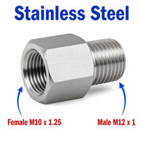 M10x1.25 Female to M12x1 Male Stainless Steel 304 Sensor Adaptor Fittings Conversion