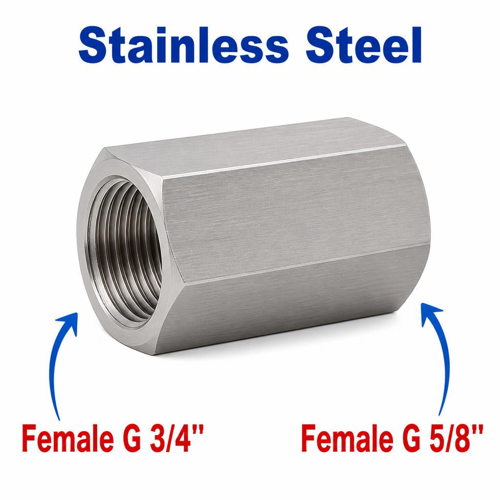 BSP G 3/4 inch Female to BSP G 5/8 inch Female Stainless Steel 304 Sensor Adaptor Fittings Conversion