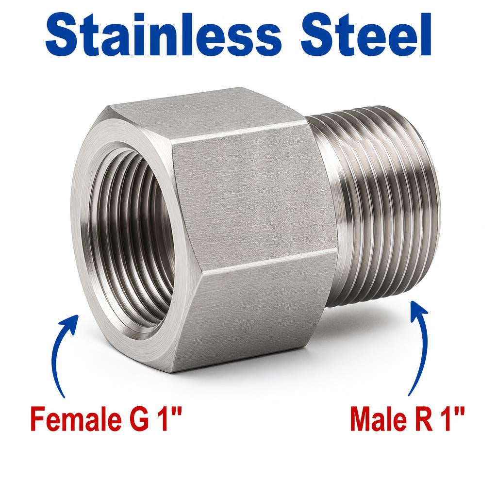 BSP G 1 inch Female to BSPT Tapered R 1 inch Male Stainless Steel 304 Sensor Adaptor Fittings Conversion