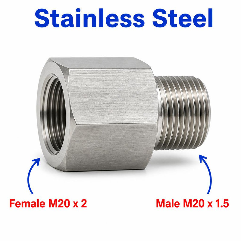 M20x2 Female to M20x1.5 Male Stainless Steel 304 Sensor Adaptor Fittings Conversion