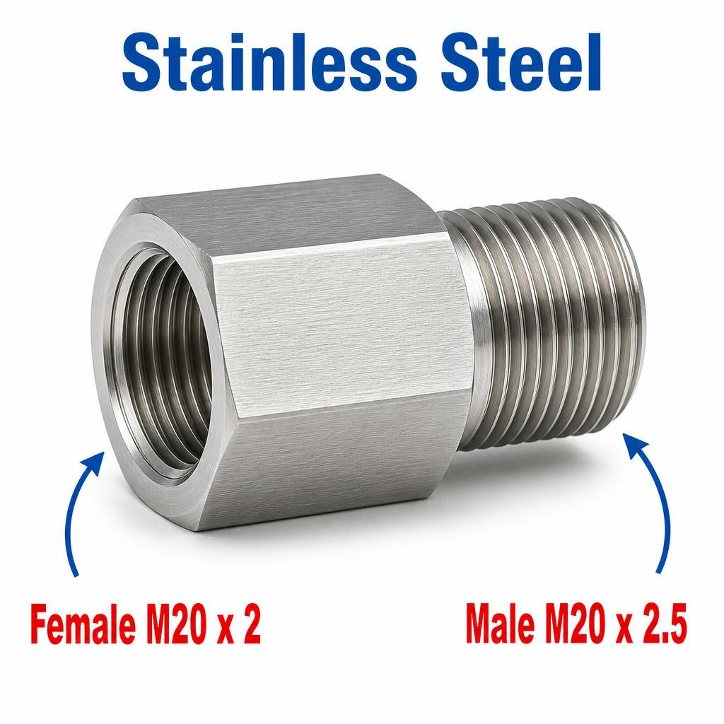 M20x2 Female to M20x2.5 Male Stainless Steel 304 Sensor Adaptor Fittings Conversion