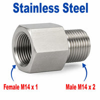 M14x1 Female to M14x2 Male Stainless Steel 304 Sensor Adaptor Fittings Conversion