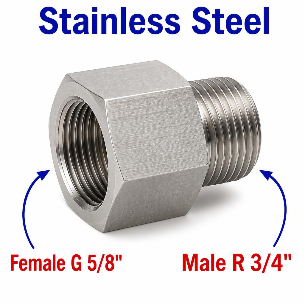 BSP G 5/8 inch Female to BSPT Tapered R 3/4 inch Male Stainless Steel 304 Sensor Adaptor Fittings Conversion